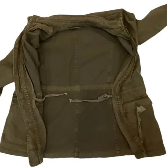 Lucky Brand Jacket Medium Green Cargo Coat Distressed Military Utility - Picture 11 of 16